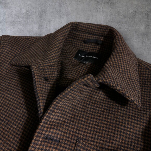 CLUB MONACO Men's M (44 Chest) Brown Wool Blend Field Jacket Overcoat Sport Coat - Picture 7 of 15